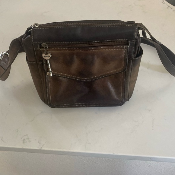 Fossil Dark Brown Leather Messenger Bag - Picture 1 of 16